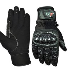 GUANTES R7 RACING NEGRO TALLA M. TEXTIL/PIEL.