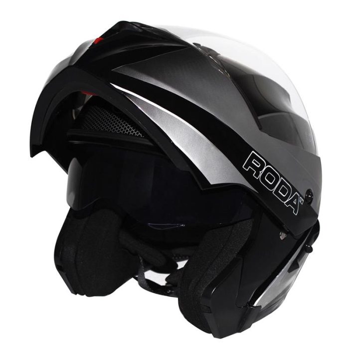 CASCO NEGRO/PLATA ABATIBLE RODA REVENGE ROCKET S DOT GAFA INTERIOR